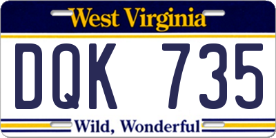 WV license plate DQK735