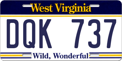 WV license plate DQK737