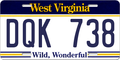 WV license plate DQK738