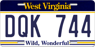 WV license plate DQK744