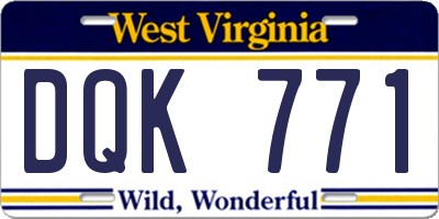 WV license plate DQK771