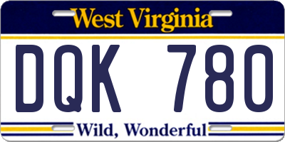 WV license plate DQK780