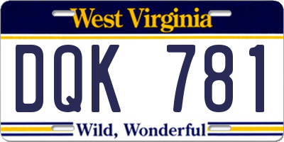 WV license plate DQK781