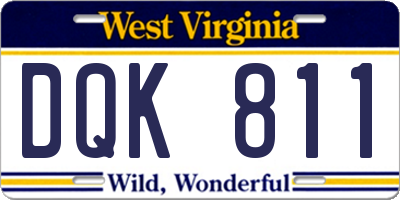 WV license plate DQK811