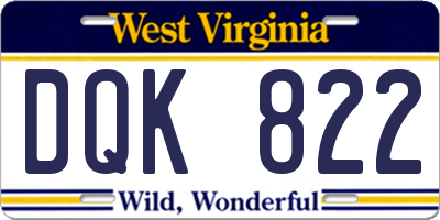 WV license plate DQK822
