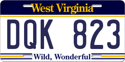 WV license plate DQK823