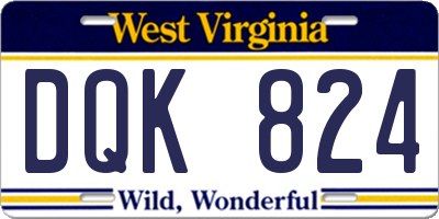 WV license plate DQK824