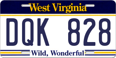 WV license plate DQK828