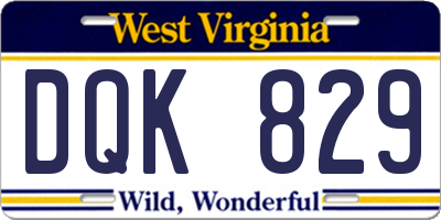 WV license plate DQK829