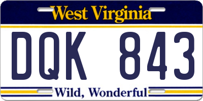 WV license plate DQK843