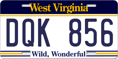 WV license plate DQK856