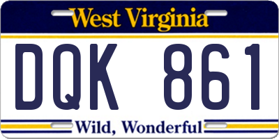 WV license plate DQK861