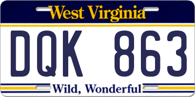WV license plate DQK863