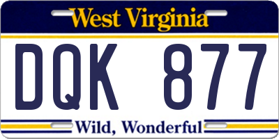 WV license plate DQK877