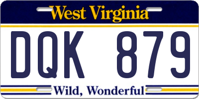 WV license plate DQK879