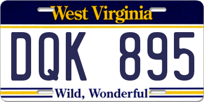 WV license plate DQK895
