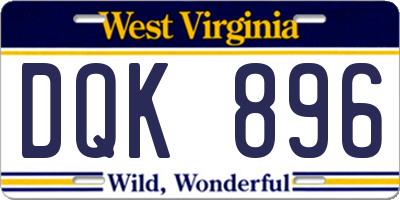 WV license plate DQK896
