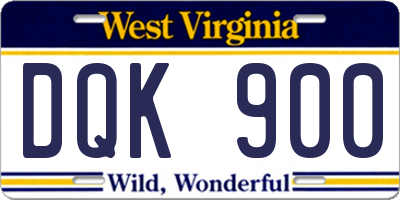 WV license plate DQK900