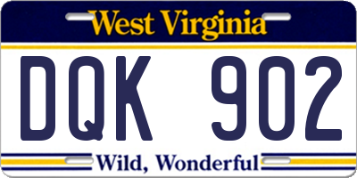WV license plate DQK902