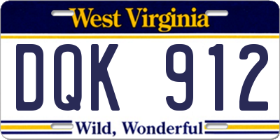 WV license plate DQK912