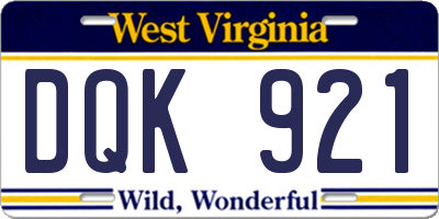 WV license plate DQK921