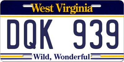 WV license plate DQK939