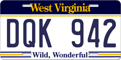 WV license plate DQK942