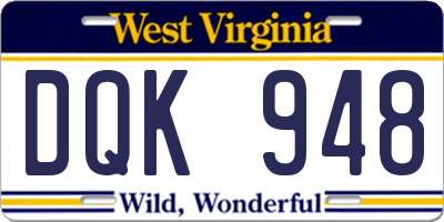 WV license plate DQK948