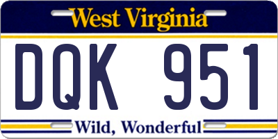 WV license plate DQK951