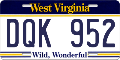 WV license plate DQK952