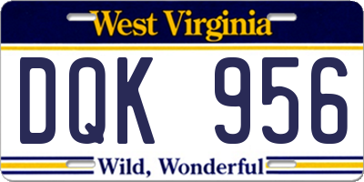 WV license plate DQK956
