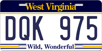 WV license plate DQK975