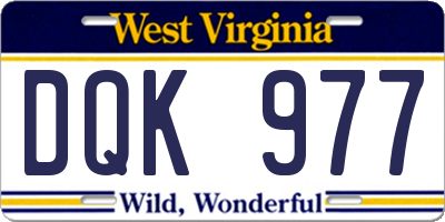 WV license plate DQK977