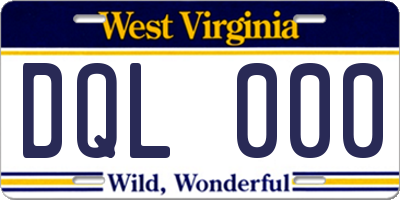 WV license plate DQL000