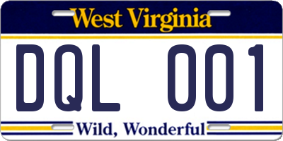 WV license plate DQL001