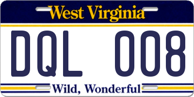 WV license plate DQL008
