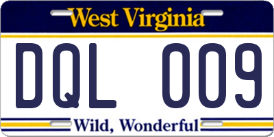 WV license plate DQL009