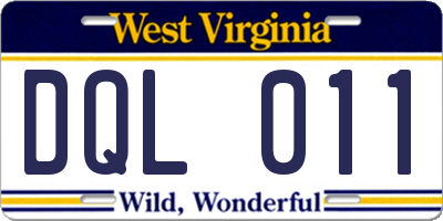 WV license plate DQL011