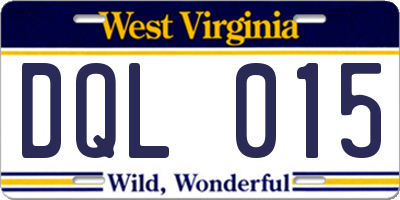 WV license plate DQL015