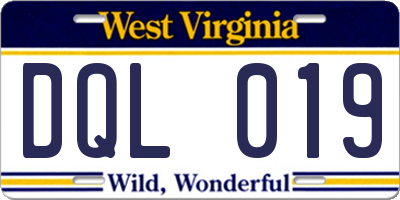 WV license plate DQL019