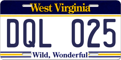 WV license plate DQL025