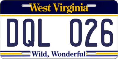 WV license plate DQL026