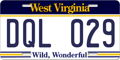 WV license plate DQL029