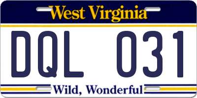 WV license plate DQL031