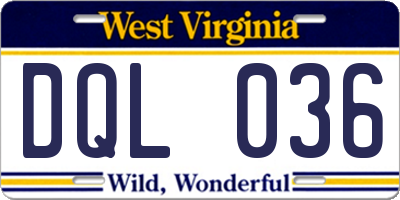 WV license plate DQL036
