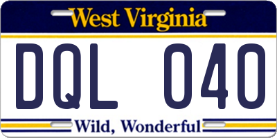 WV license plate DQL040
