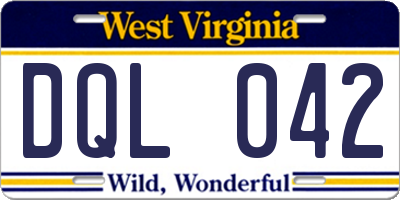 WV license plate DQL042
