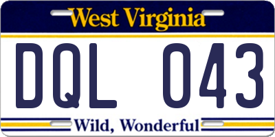 WV license plate DQL043