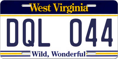 WV license plate DQL044