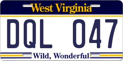 WV license plate DQL047